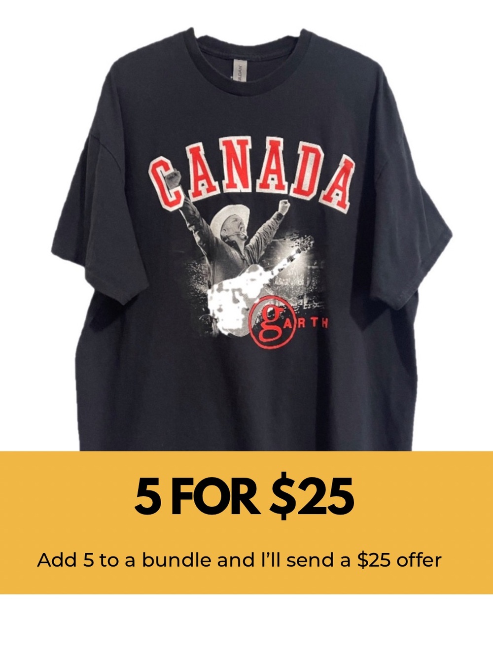 Gildan Black Short Sleeve 'CANADA' Graphic Tee with Red Accents